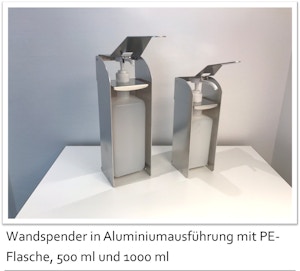 Wandspender für Desinfektionsmittel / Flüssigseife Wandspender für Desinfektionsmittel / Flüssigseife