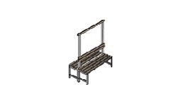 Doppel-Sitzbank mit Hakenleiste T=730 B=1'000 H=1'660mm Doppel-Sitzbank mit Hakenleiste T=730 B=1'000 H=1'660mm