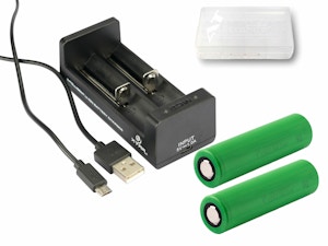 Xtar MC2 - Ladegerät mit 2x Murata / Sony 18650 VTC5 Lithium Ionen Akkus und Aufbewahrungsbox Xtar MC2 - Ladegerät mit 2x Murata / Sony 18650 VTC5 Lithium Ionen Akkus und Aufbewahrungsbox