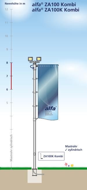 FahnenLichtMasten alfa Kombi-Serie NH 6-8 m FahnenLichtMasten alfa Kombi-Serie NH 6-8 m
