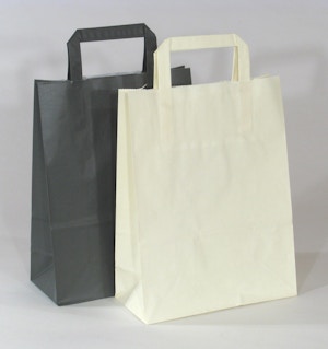 Papier-Tasche "Shopper", Format 32x15x43cm, Farben: creme, anthrazit Papier-Tasche "Shopper", Format 32x15x43cm, Farben: creme, anthrazit