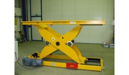 Flachriemen-Hubtisch mit Doppelkurve und C-Profil Flachriemen-Hubtisch mit Doppelkurve und C-Profil