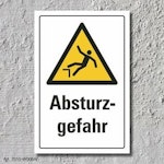Warnschild "Absturzgefahr", DIN ISO 7010, 3 mm Alu-Verbund 