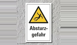 Warnschild "Absturzgefahr", DIN ISO 7010, 3 mm Alu-Verbund Warnschild "Absturzgefahr", DIN ISO 7010, 3 mm Alu-Verbund