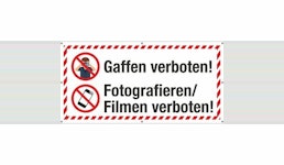 PVC Banner Plane Absperrbanner Unfall Gaffen Fotografieren Filmen verboten Ösen PVC Banner Plane Absperrbanner Unfall Gaffen Fotografieren Filmen verboten Ösen