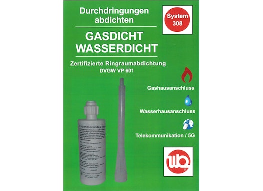 WB 308-2 Gas/Wasserdicht/Telekommunikation zertifizierte Ringraumabdichtung 1 bar Gas-u.Wasserdicht  DVGW VP 601