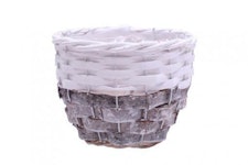 Pflanzkorb aus Rinden-Weidengeflecht rund weiß-natur d18cm Pflanzkorb aus Rinden-Weidengeflecht rund weiß-natur d18cm