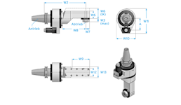 Form G Winkelkopf 90° mit zurückversetztem Abtrieb Form G Winkelkopf 90° mit zurückversetztem Abtrieb