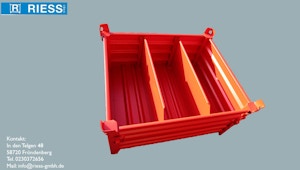 Kleinmaterialbox, Stapelbehälter, Stahlkiste mit Klappe Kleinmaterialbox, Stapelbehälter, Stahlkiste mit Klappe