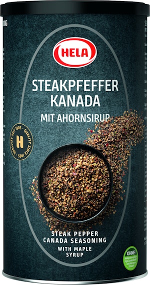 Hela Steakpfeffer Kanada mit Ahornsirup, 700g. Kurzbratstücke. Gewürze. Hela Steakpfeffer Kanada mit Ahornsirup, 700g. Kurzbratstücke. Gewürze.