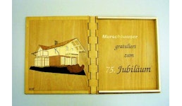 Holzbuch mit Glückwunsch Holzbuch mit Glückwunsch