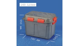 JUMBO-DRY-BOX 160 Liter, groß, anthrazitfarben und wasserdicht - Aufbewahrungsboxen aus Kunststoff JUMBO-DRY-BOX 160 Liter, groß, anthrazitfarben und wasserdicht - Aufbewahrungsboxen aus Kunststoff