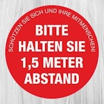 Aufkleber 1,5m Abstand halten Fußboden Boden, rutschfest nach DIN, 400x400mm