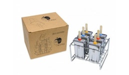 Brotzeit Eiszeit mit Sti(e)l Eisformen 6er Set eckig mit Ständer aus Edelstahl pop tray Eis am Stiel Brotzeit Eiszeit mit Sti(e)l Eisformen 6er Set eckig mit Ständer aus Edelstahl pop tray Eis am Stiel