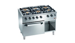 Gasherd 6 Brenner, Gasbackofen GN 2/1 und Unterbau Gasherd 6 Brenner, Gasbackofen GN 2/1 und Unterbau