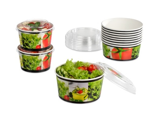 Salatbecher aus Karton & Deckel