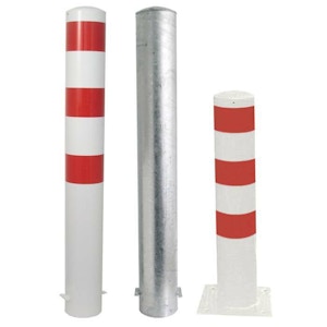 Stahlrohrpoller/Rammschutzpoller -Bollard-, 1000 mm / zum Aufdübeln mit Bodenplatte 220x220mm, weiß beschichtet... Stahlrohrpoller/Rammschutzpoller -Bollard-, 1000 mm / zum Aufdübeln mit Bodenplatte 220x220mm, weiß beschichtet...