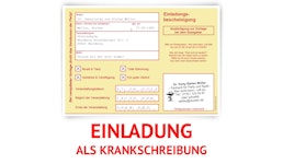 Einladungskarte als Krankschreibung - Gelb Einladungskarte als Krankschreibung - Gelb