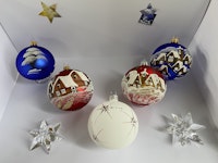 Christbaumkugeln, 8 cm, handbemalt Christbaumkugeln, 8 cm, handbemalt