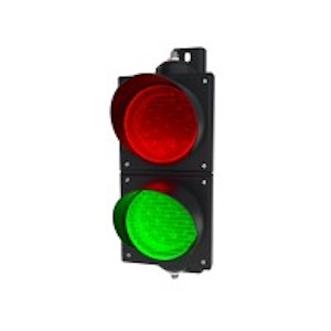 Ampel mit 100 mm LED-Modulen rot/grün und einstellbarer Halterung Ampel mit 100 mm LED-Modulen rot/grün und einstellbarer Halterung