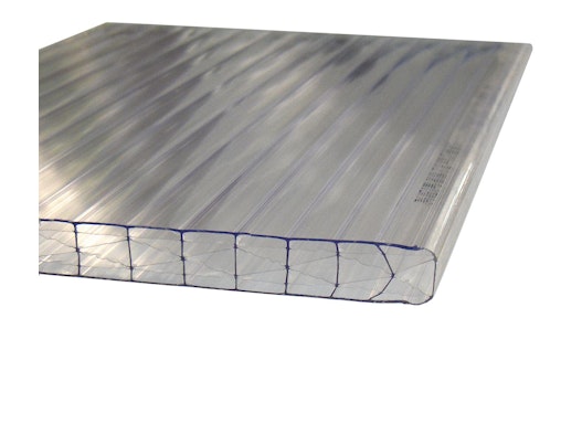 Stegplatte 16mm X-Struktur UV klar / farblos Breiten: 0.98m  1.2m 2.1m Längen: 1m - 7m