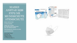 FFP2 Masken ANSTAR 5220 FFP2 NR Maske Atemschutzmaske Lieferung aus Deutschland FFP2 Masken ANSTAR 5220 FFP2 NR Maske Atemschutzmaske Lieferung aus Deutschland