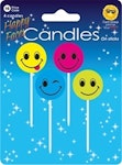 Happy Faces Kerzen (4 Steckkerzen, Kuchenkerzen, Dekokerzen, Partykerzen)