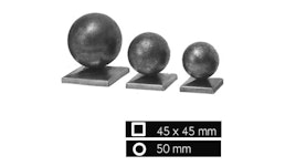 Abdeckkappen mit Kugel gleichschenklig 45 x 45 mm - Kugeldurchmesser 50 mm Abdeckkappen mit Kugel gleichschenklig 45 x 45 mm - Kugeldurchmesser 50 mm