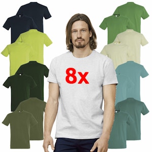 8er Pack Premium T-Shirt 190 g/qm 100% Baumwolle Greenline Grüntöne Regular Fit 8er Pack Premium T-Shirt 190 g/qm 100% Baumwolle Greenline Grüntöne Regular Fit