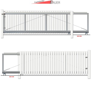 Schiebetor Bausatz H=80, B=270, Freitragend, Weiß Schiebetor Bausatz H=80, B=270, Freitragend, Weiß