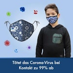 Fine Guard Kids, blau, anti-virale Maske mit Livinguard™ Technologie, Infektionsschutz, eliminiert zu >99% Corona-Virus