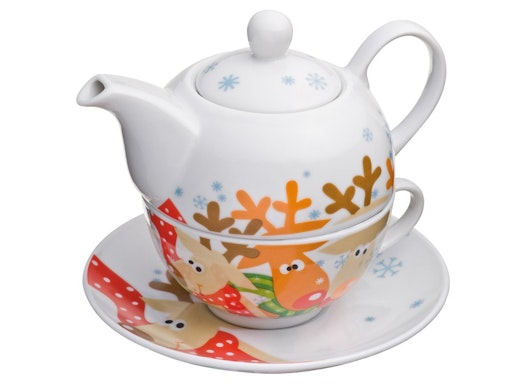 Teekanne und Tasse aus Porzellan