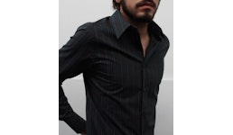 Dark Green Shirt With Multicolor Stripes Dark Green Shirt With Multicolor Stripes