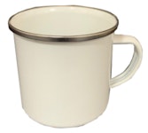 Emaille-Tasse mit Edelstahlrand Emaille-Tasse mit Edelstahlrand