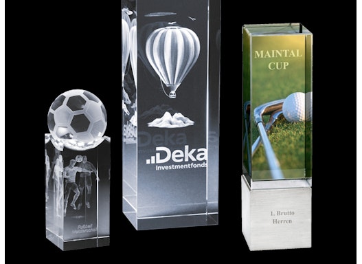 Ehrenpreise aus Glas mit 3D Gravur oder Druck