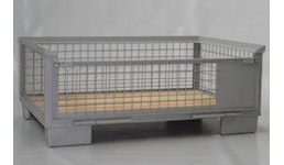 Gitterbox halb hoch mit ganzer Klappe an Längsseite, Holzboden Gitterbox halb hoch mit ganzer Klappe an Längsseite, Holzboden